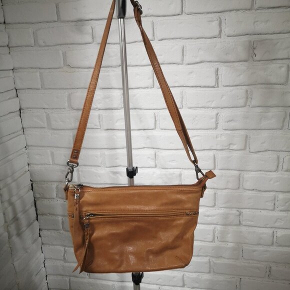 The Sak Ladies Dark Tan & Beige Glitter Genuine Leather Handbag or Crossbody - Picture 6 of 11